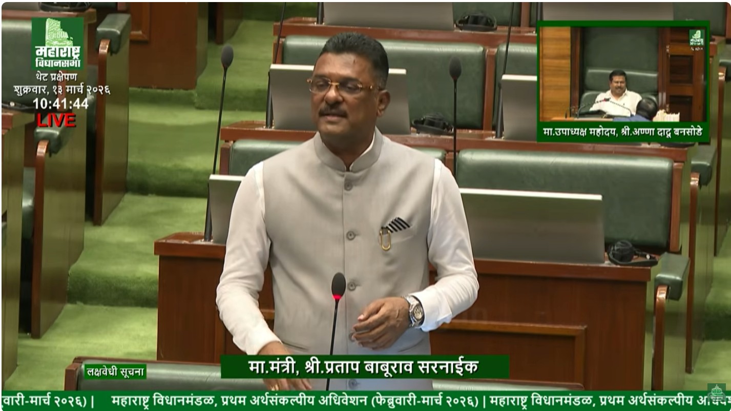 Pratap Sarnaik speaking in the Maharashtra Legislative Assembly while announcing mandatory permits for e-rickshaws and e-bikes used for passenger transport.