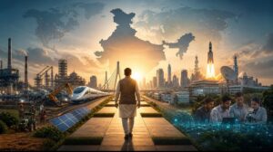 India’s future growth vision showing industry, infrastructure, technology and innovation symbolising economic reforms and development