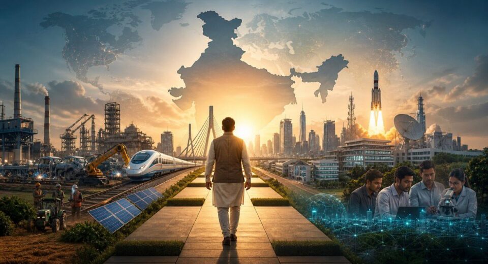 India’s future growth vision showing industry, infrastructure, technology and innovation symbolising economic reforms and development