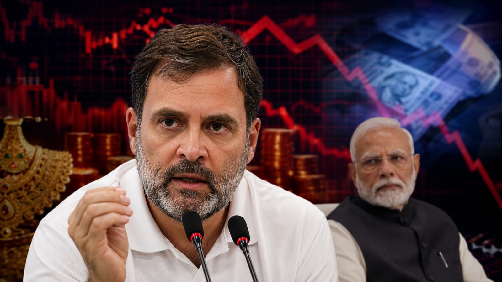 Rahul Gandhi criticising PM Narendra Modi over economic policies and public appeals