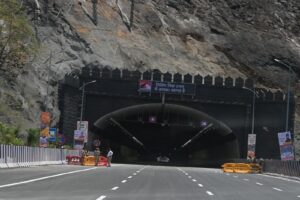 Entrance of the Mumbai Pune Missing Link tunnel project in the Sahyadri hills
