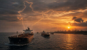 Oil tankers transporting crude oil towards India highlighting the country’s dependence on imported energy