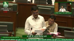 Maharashtra Agriculture Minister Dattatray Bharane addressing the Legislative Assembly while replying to a discussion on farmers’ welfare, loan waiver and agricultural schemes.