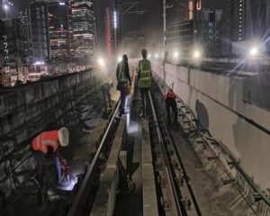 Metro maintenance teams conduct night-time track inspections and preventive maintenance ahead of the monsoon season on Mumbai Metro corridors.