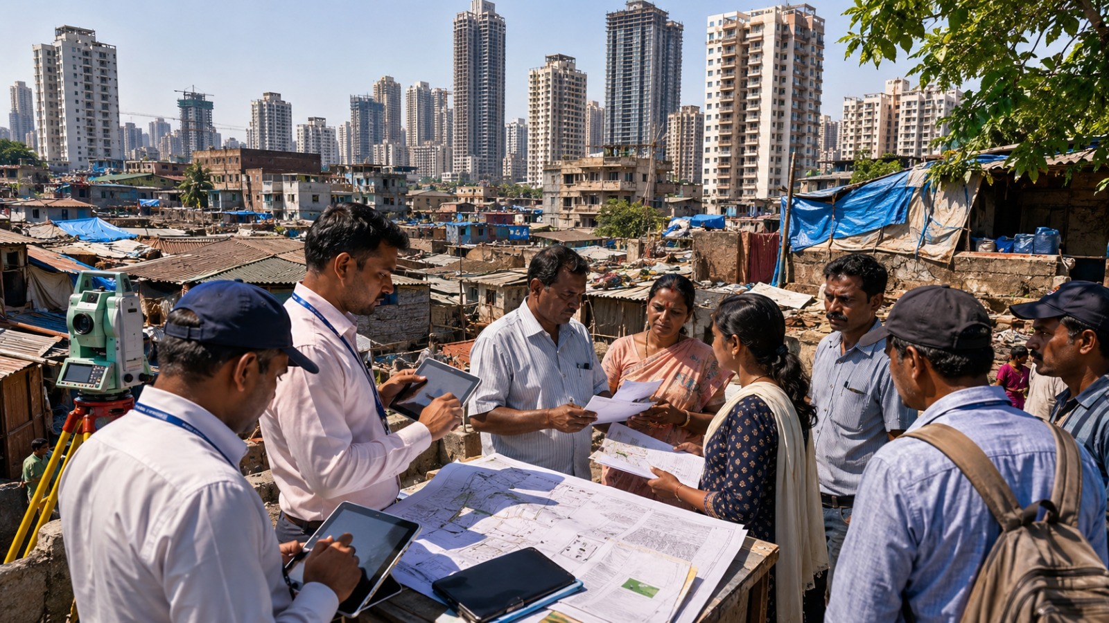 मुंबई आणि पुण्यातील २०११ पूर्वीच्या पात्र अतिक्रमित बांधकामांच्या नियमितीकरणाबाबत मंत्रालयात झालेल्या आढावा बैठकीत महसूल विभागाचे वरिष्ठ अधिकारी.