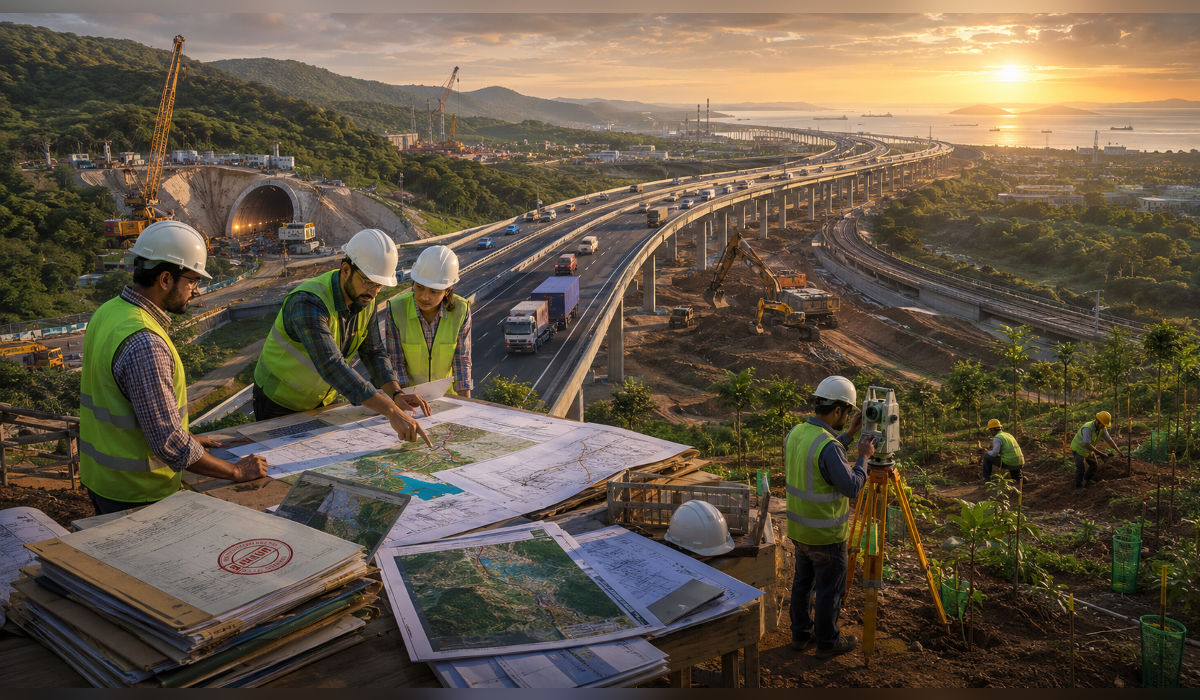Engineers review plans for the Virar–Alibag Multi-Modal Corridor as construction, environmental restoration and forest land clearance pave the way for one of Maharashtra's largest infrastructure projects.