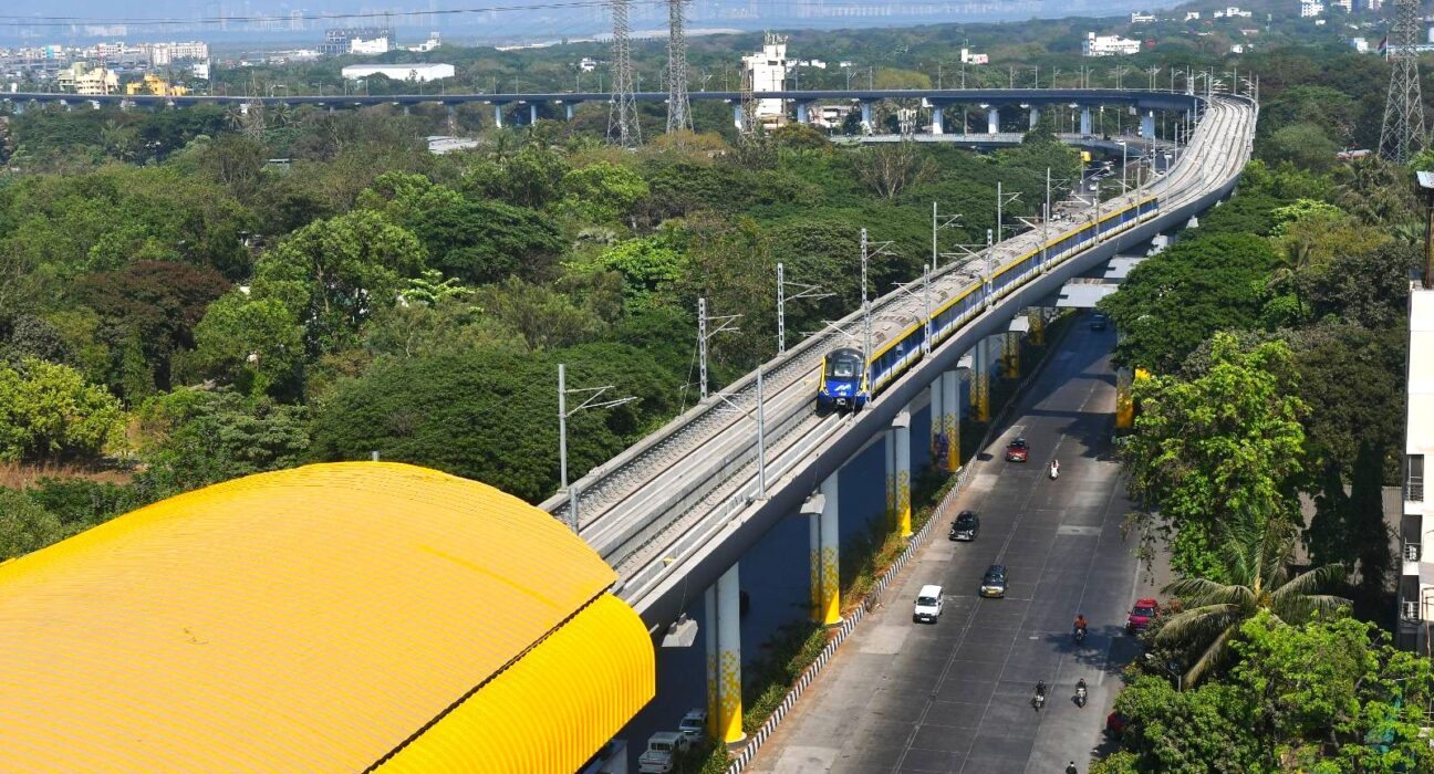 Mumbai Metro train operating on the MMRDA metro network, which has crossed the historic milestone of 30 crore passengers.