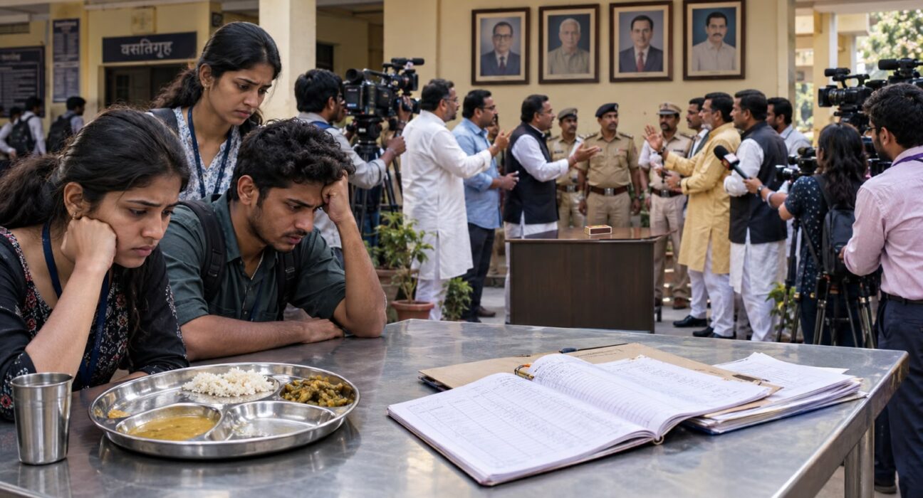 महाराष्ट्रातील राजकारणात विद्यार्थ्यांच्या प्रश्नांवरून सुरू झालेल्या वादाचे भाजप-मनसे संघर्ष आणि प्रतीकांच्या राजकारणात झालेले रूपांतर दर्शवणारे संपादकीय चित्र